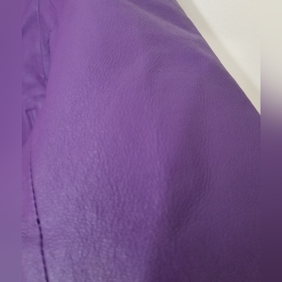 Vintage LA-ROSE Purple Leather Zip Up Jacket Size Small - Picture 13 of 16